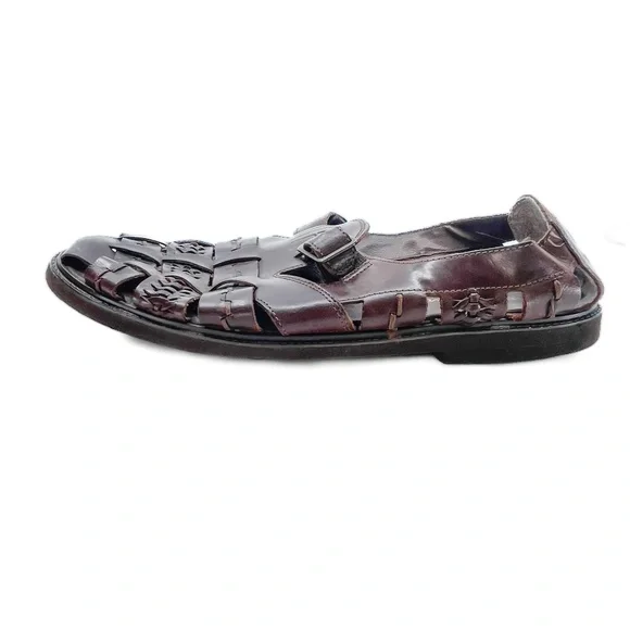 Men's Brown Leather Woven Sandals - Picture 6 of 10